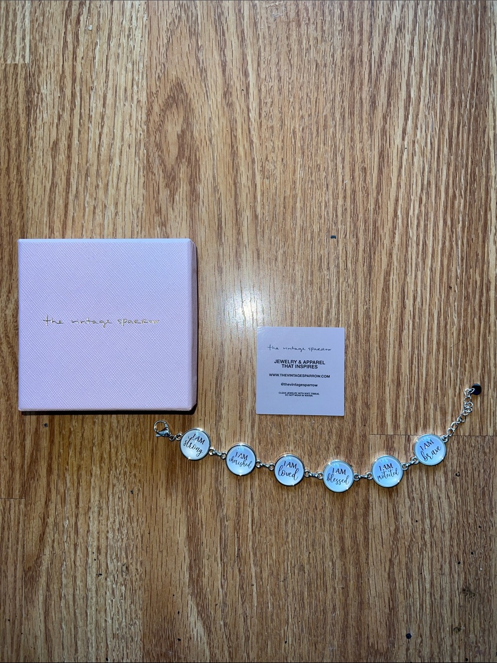Silver 'I AM' Affirmation Bracelet - Light Blue